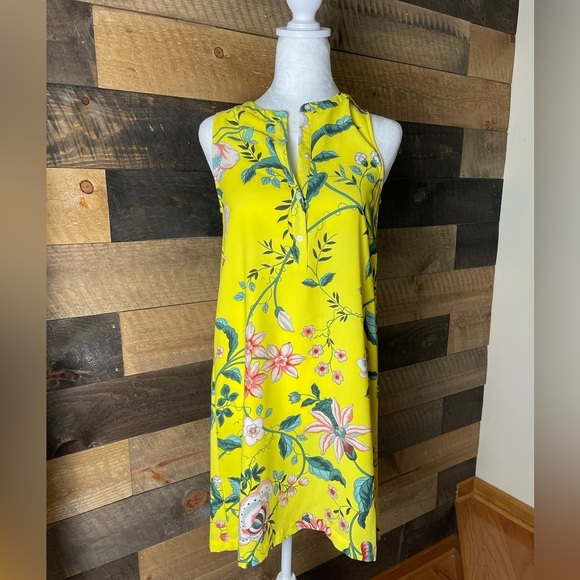 Loft Floral Sleeveless Yellow Dress Size Small Petite - Picture 1 of 8
